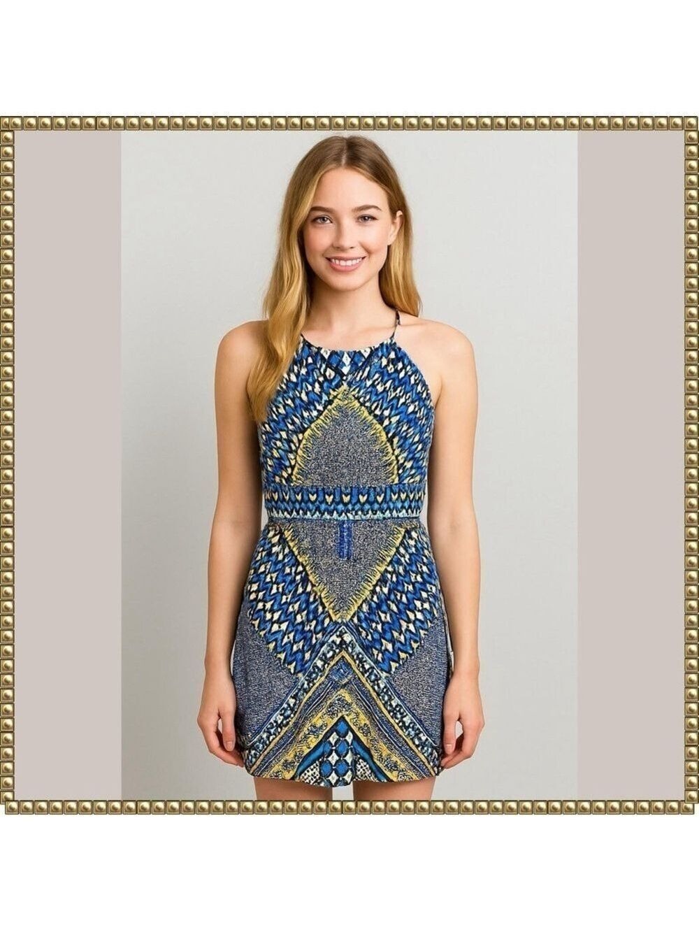 London Times Geometric Halter Dress Size 12
